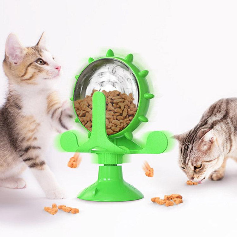 Interactive Spinning Windmill Cat Toy with Self-Feeding Feature