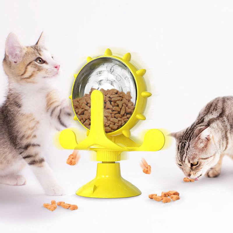 Interactive Spinning Windmill Cat Toy with Self-Feeding Feature