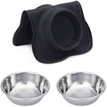 Pet Dog Bowls 2 Stainless Steel Dog Bowl with No Spill Non-Skid Silicone Mat + Pet Food Scoop Water and Food Feeder Bowls for Feeding Small Medium Large Dogs Cats Puppies (M, Black)