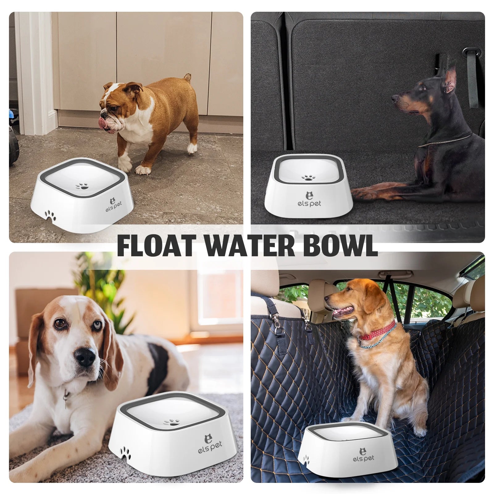 Dog Water Bowl 35Oz Dog Water Dispenser No-Spill Dog Slow Water Feeder White