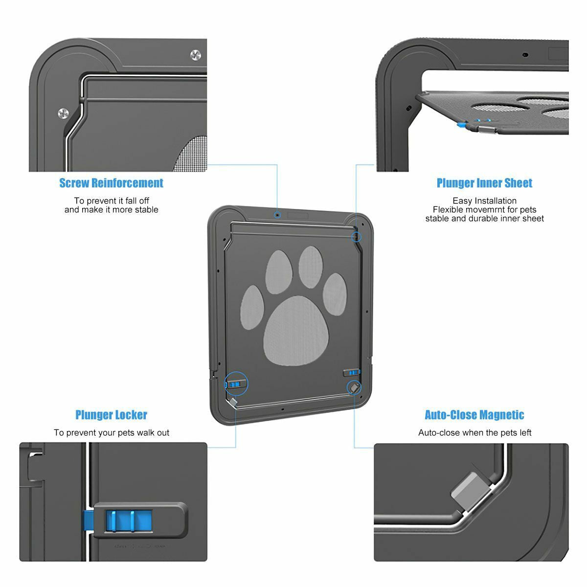 Pet Large Dog Lockable Flap Door Magnetic Lock Door Gate Frame for Screen Window