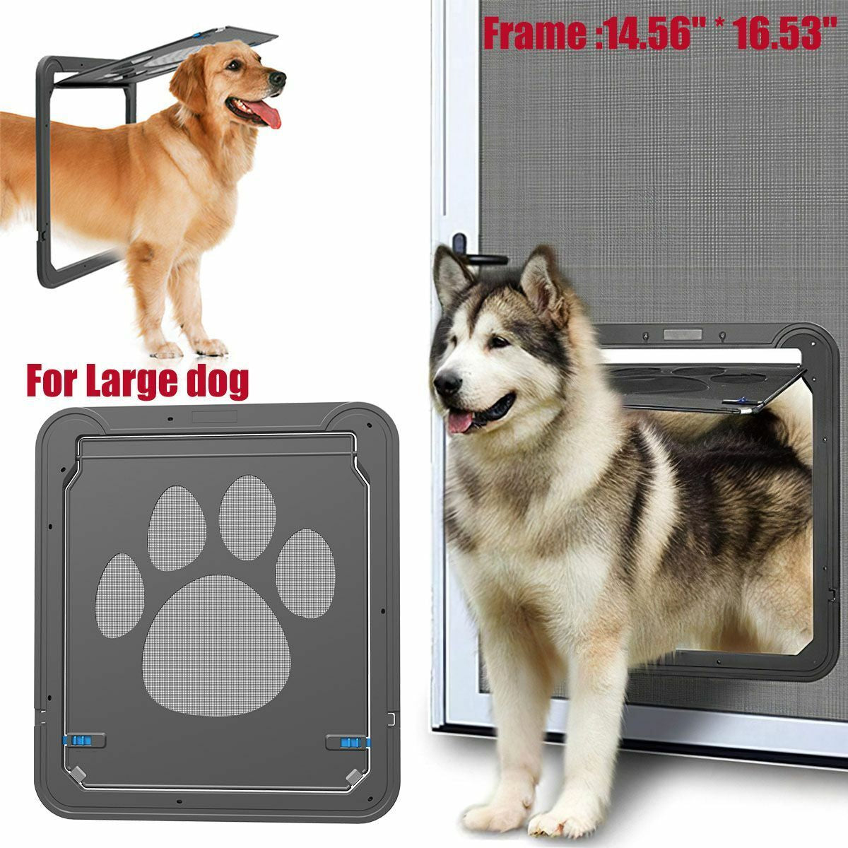 Pet Large Dog Lockable Flap Door Magnetic Lock Door Gate Frame for Screen Window