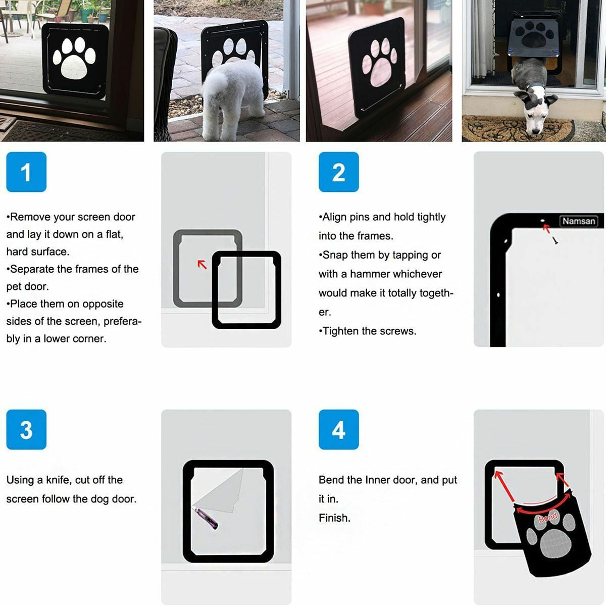 Pet Large Dog Lockable Flap Door Magnetic Lock Door Gate Frame for Screen Window