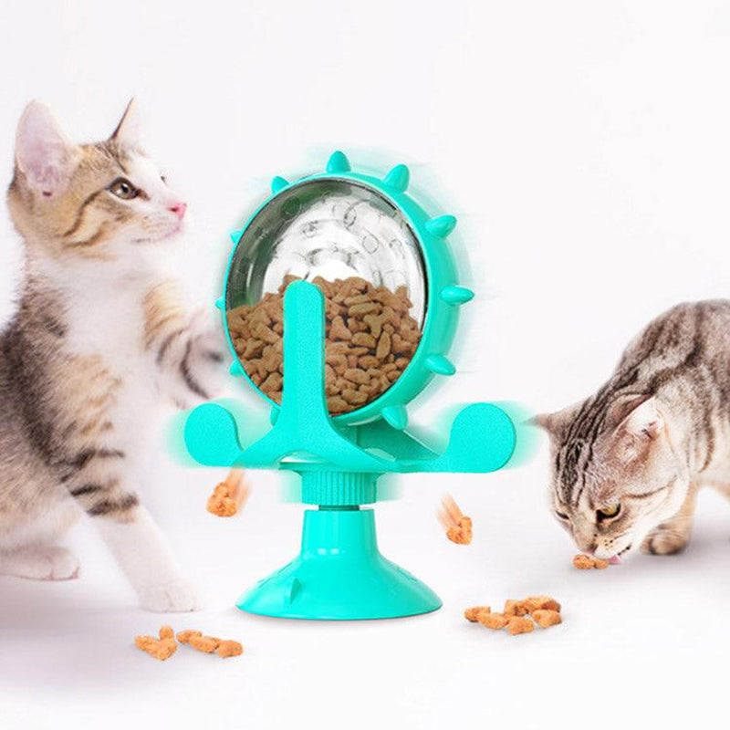 Interactive Spinning Windmill Cat Toy with Self-Feeding Feature